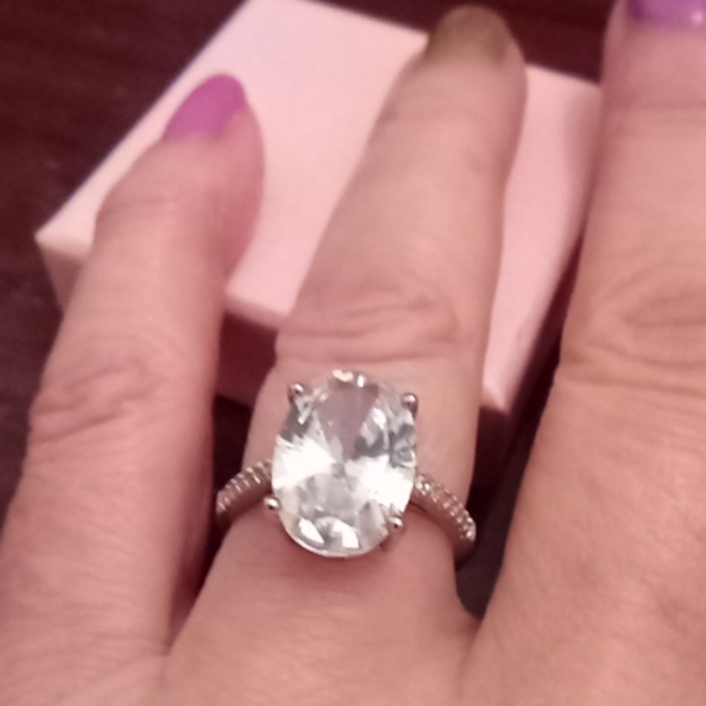 925 Solid Sterling Silver Oval Ring - image 3